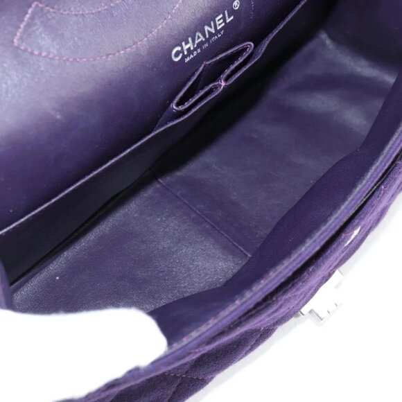 CHANEL Matelasse 2.55 Double Flap Chain Bag Cotton Purple CC Auth 127929M - Picture 11 of 15